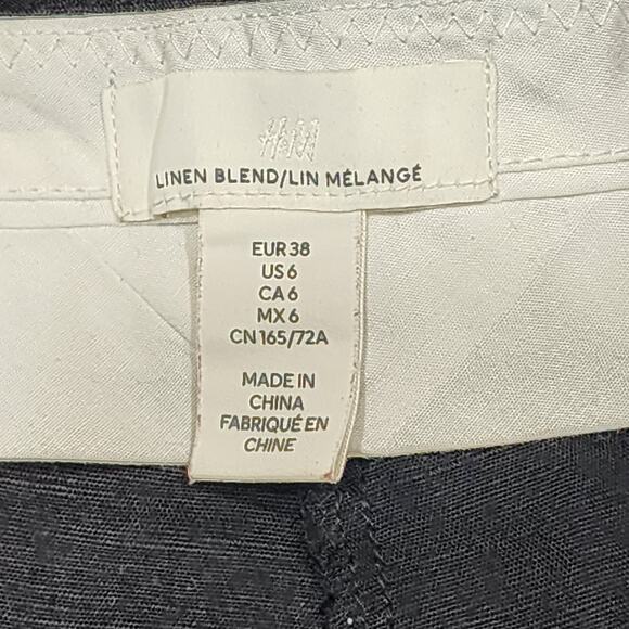 H&M Trouser Pants Wide Leg Linen Blend Size 6 Black - Picture 5 of 9
